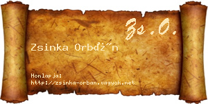 Zsinka Orbán névjegykártya